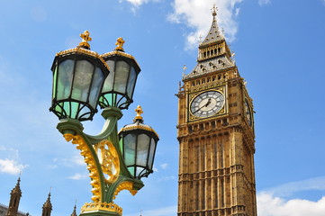 Fototapeta na wymiar Big Ben and street lamp, London, UK