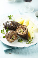 Homemade German style beef rolls