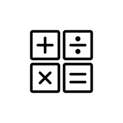 Calculator icon simple flat style outline illustration