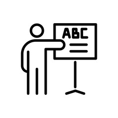ABC icon alphabet simple flat style outline illustration