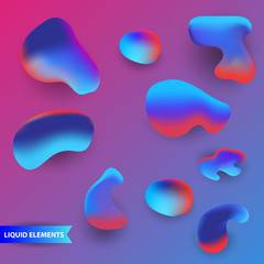 Abstract liquid vector shapes collection, modern colorful gradient backgrounds, fresh and clean design elements set.