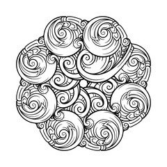 Vector abstract black and white ethnic mandala motif