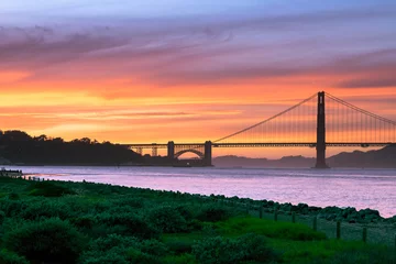 Photo sur Plexiglas Plage de Baker, San Francisco Golden Gate Bridge, Crissy Field, Alcatraz island, San Francisco, California, USA