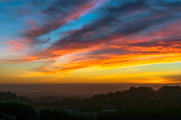 Obraz premium Incredible Sunset at Twin Peaks Hill & Park, Midtown Terrace, Bay Area, San Francisco, California, USA