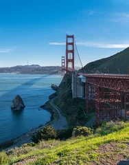 Papier Peint photo Plage de Baker, San Francisco Golden Gate Bridge, Crissy Field, Alcatraz island, San Francisco, California, USA