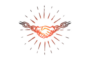 Connect, contract, agreement, partnership, communications concept. Hand drawn isolated vector