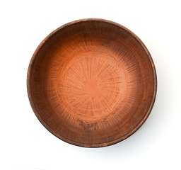 Top view of empty clay dish