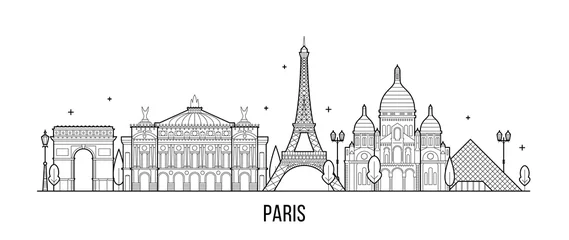 Tuinposter Paris skyline France city buildings vector © Alexandr Bakanov