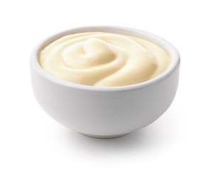 Ceramic dip bowl full of mayonnaise