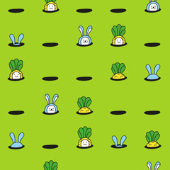 Bunny rabbits and baby carrots in the garden