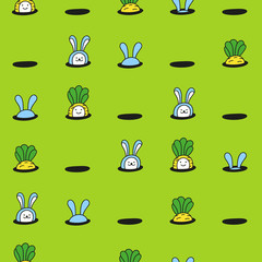 Bunny rabbits and baby carrots in the garden