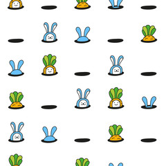 Bunny rabbits and baby carrots in the garden