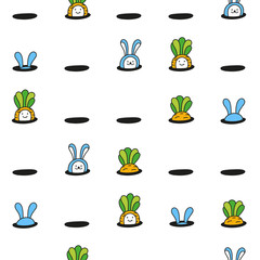 Bunny rabbits and baby carrots in the garden