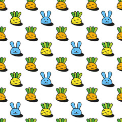 Bunny rabbit and carrot seamless pattern
