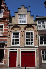 Ancient buildings in the city center of Dordrecht, which was one of the important cities in the Netherlands during the golden age