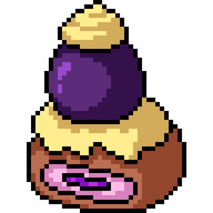 Obraz premium vector pixel art blueberry cake sweet snack