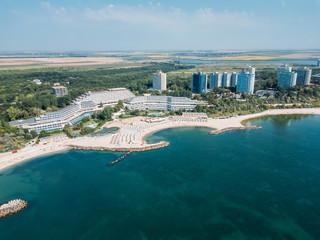 Aerial Drone View Of Neptun-Olimp Resort At The Black Sea In Romania - obrazy, fototapety, plakaty