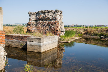 old monumental piers of Trajan's Bridge Serbia