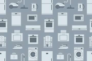 seamless pattern with Household Appliances. flat style. isolated on gray background
