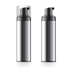 Realistic black Cosmetic bottle can sprayer container.