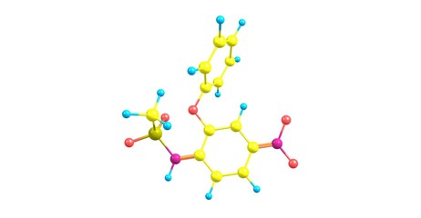 Nimesulide molecular structure isolated on white