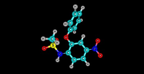 Nimesulide molecular structure isolated on black