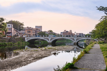 Naklejka premium 城下町金沢 夕暮れの浅野川大橋
