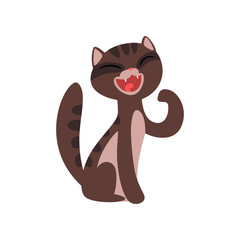 Cute happy cat cartoon character vector Illustration on a white background