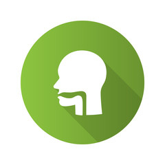 Oral cavity, pharynx and esophagus flat design long shadow glyph