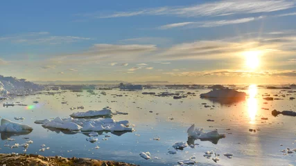 Crédence de cuisine en verre imprimé Arctique Soleil de minuit au Groenland