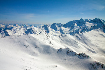 Winter snow covered mountain peaks Austrian alps