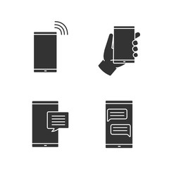 Phone communication glyph icons set