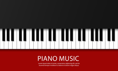 Fototapeta premium Backdrop with piano. Realistic piano keys. Design illustration vector.