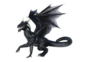 3D Rendering Fantasy Dragon on White