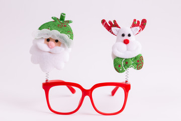 Christmas glasses with santa claus and reindeer