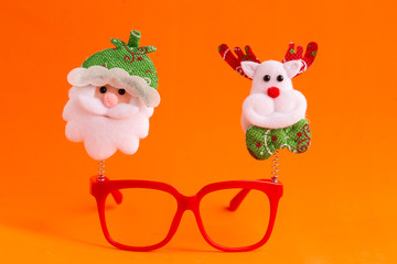 Christmas glasses with santa claus and reindeer