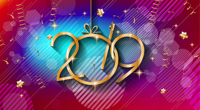 2019 Happy New Year Background for your Seasonal Flyers and Greetings Card