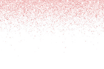 Rose gold falling particles on white background. Vector