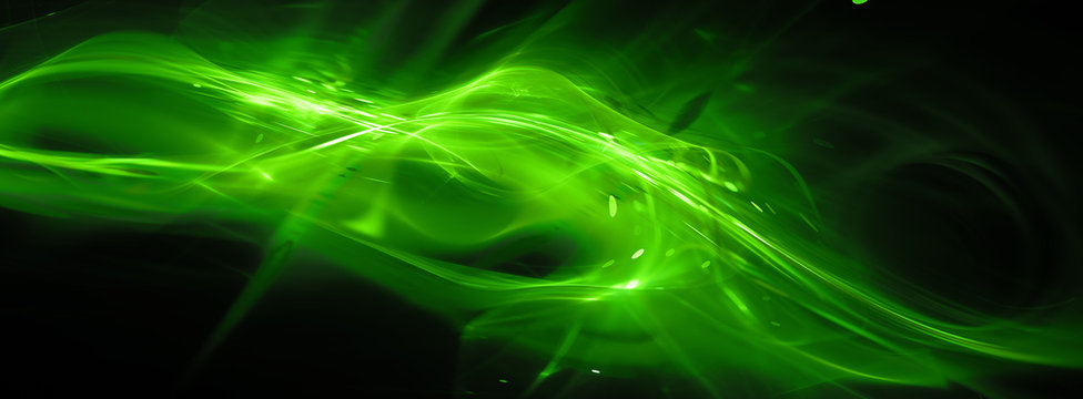 Green flowing glowing new technology