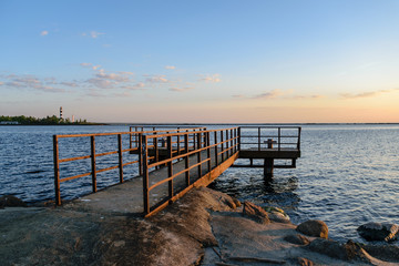 old bridge with rusty metal rails