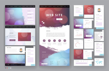 Website template design with interface elements