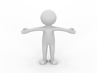 3D illustration man presenting your product hands to the side on a white background