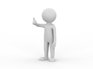 3D illustration man presenting your product give the thumbs up on a white background