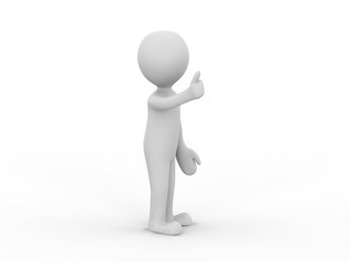 3D illustration man presenting your product give the thumbs up on a white background