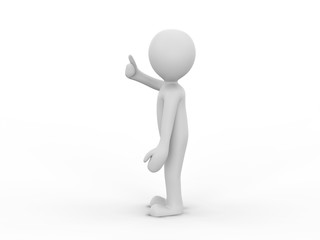 3D illustration man presenting your product give the thumbs up on a white background