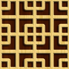 Obraz premium Ornamental wooden lattice on wood background. Seamless pattern.