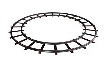 Fototapeta premium Round railway track. Isolated on white background. 3D rendering illustration.
