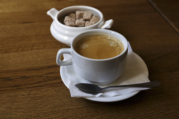 Cup of americano coffee, business break.