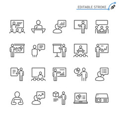 Business presentation line icons. Editable stroke. Pixel perfect.