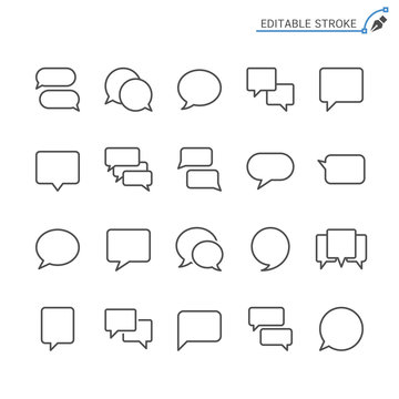 Speech Bubble Line Icons. Editable Stroke. Pixel Perfect.